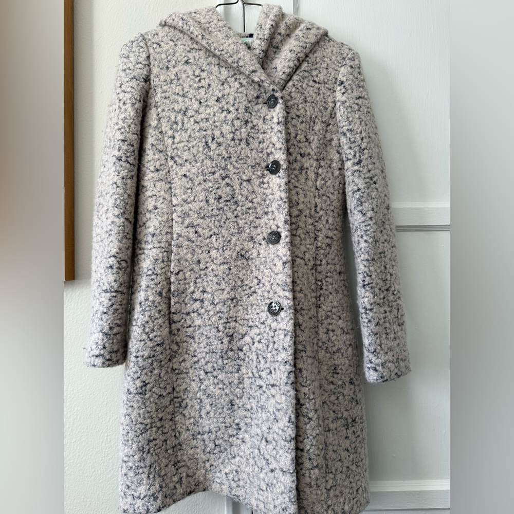 Cole Haan Signature Bouclé Coat Women’s Size 6 Neutral Button Front Winter